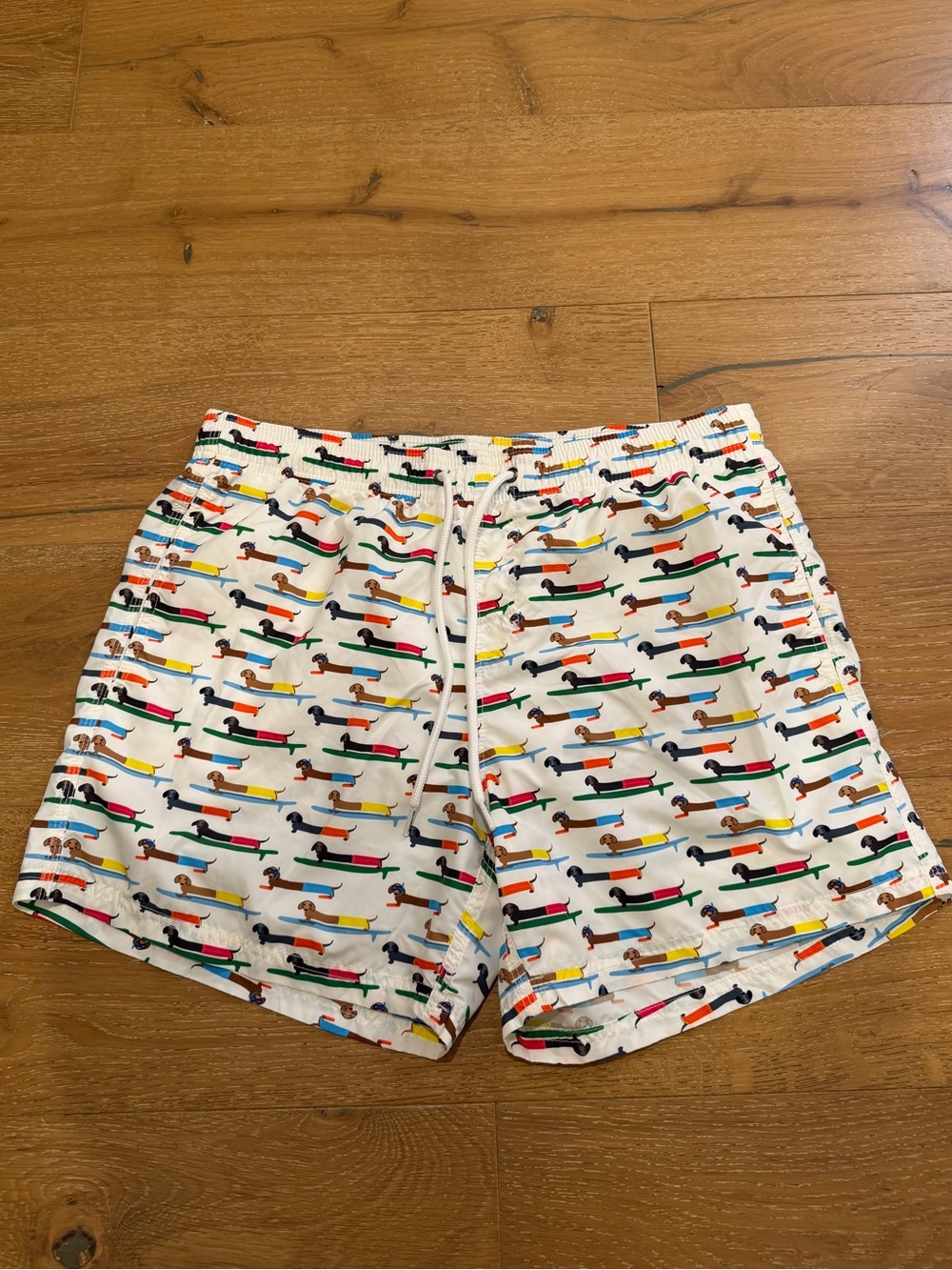 Sundek White Swim Shorts with Multicolor Dachshund Print - size XL